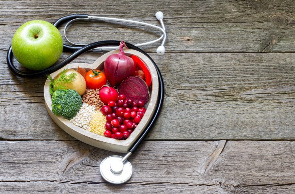 Stethoscope with fruit and veggies