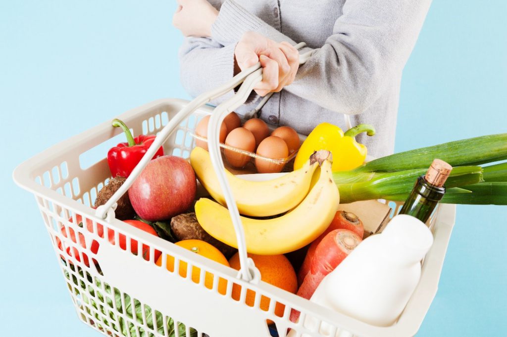 Grocery basket with vegetables