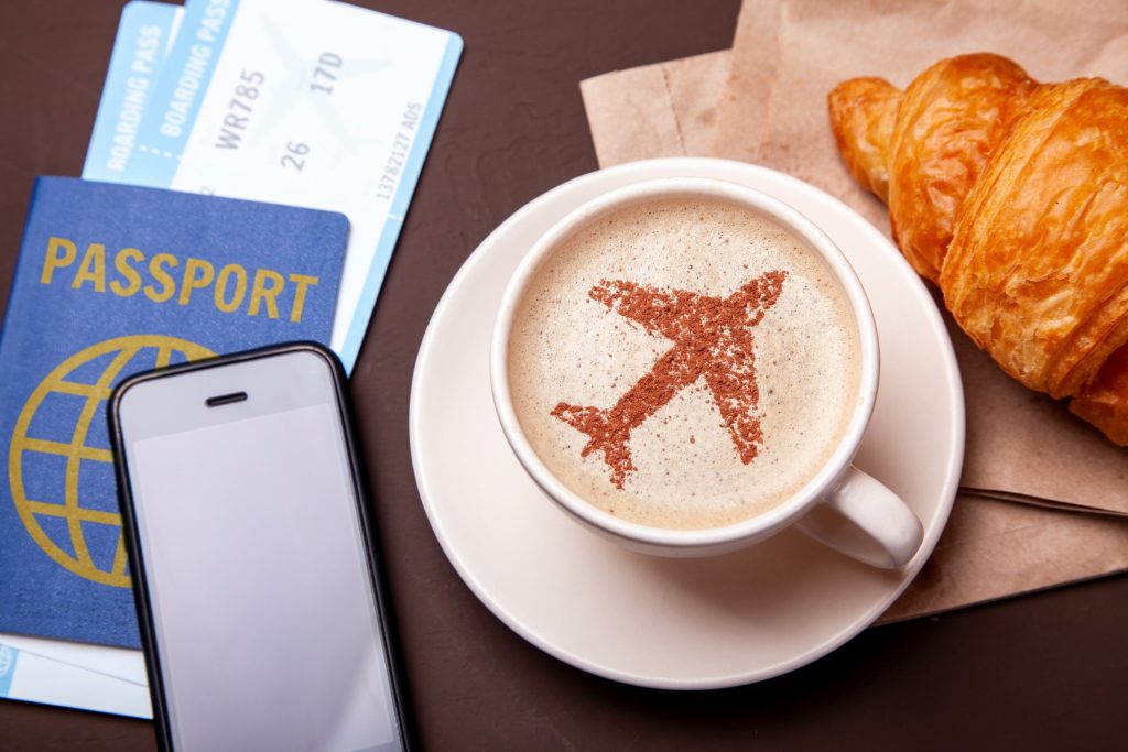 Image of coffee with airplane in the foam