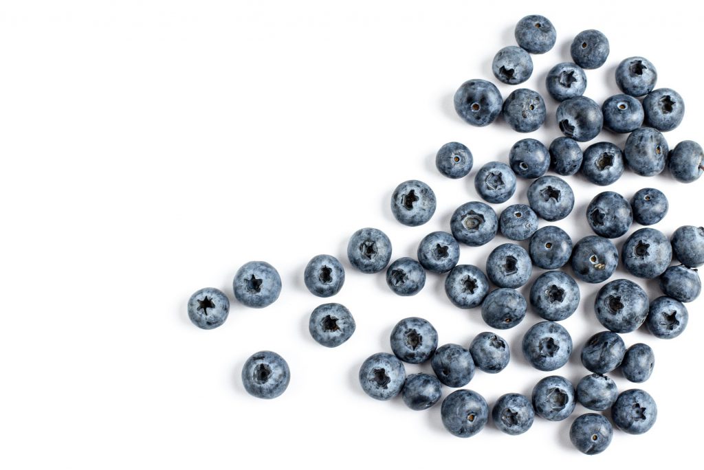 Blueberries on white background