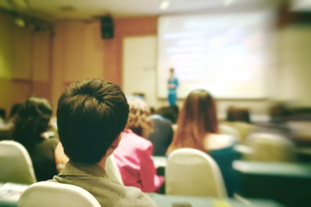 Person in audience's point of view in presentation