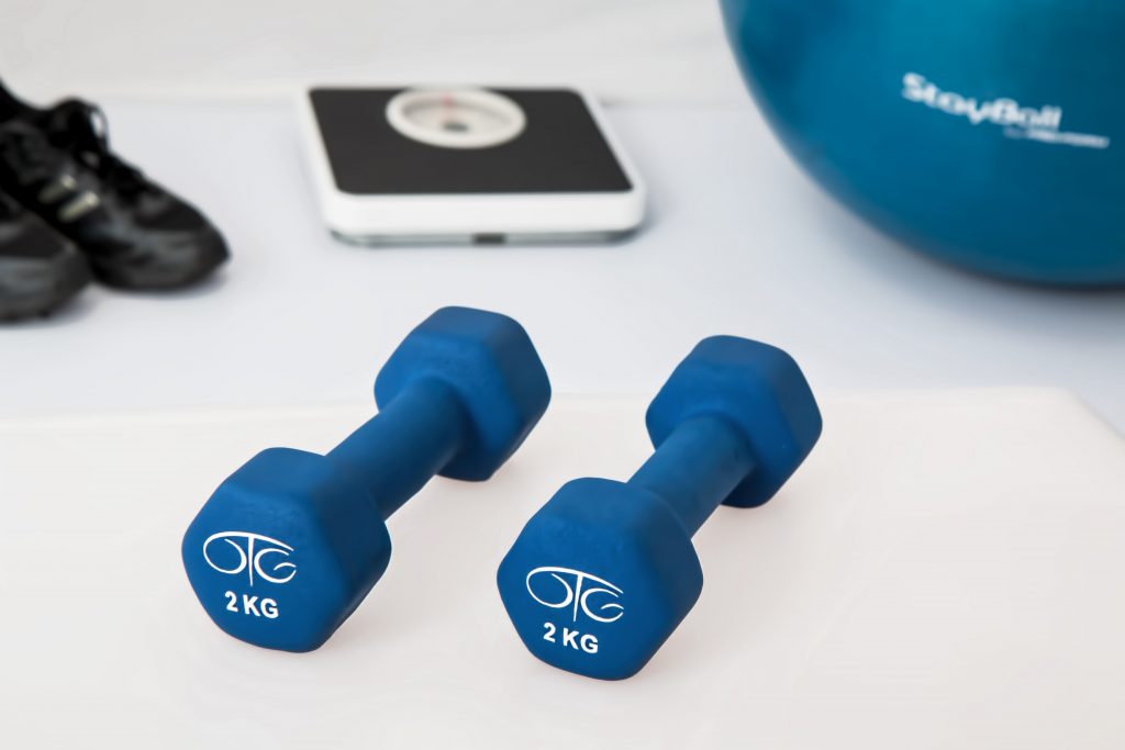 Image of dumbbells and exercise ball